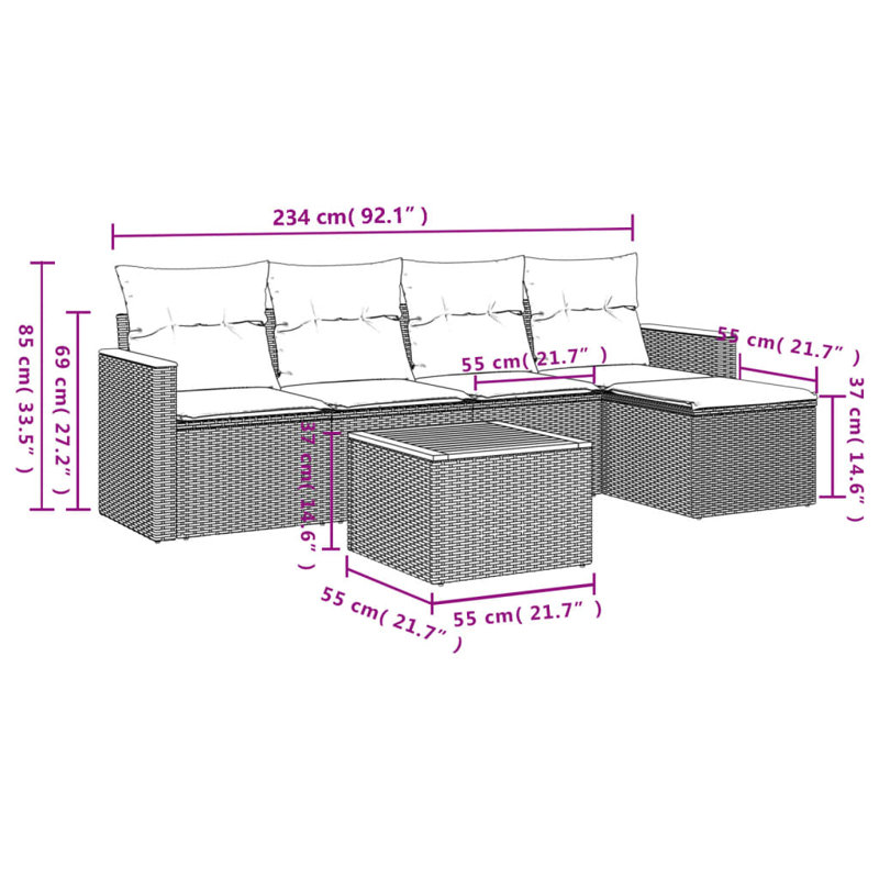 Vidaxl Garden Sofa Set  PE Rattan Large Modular Garden Sofa Set