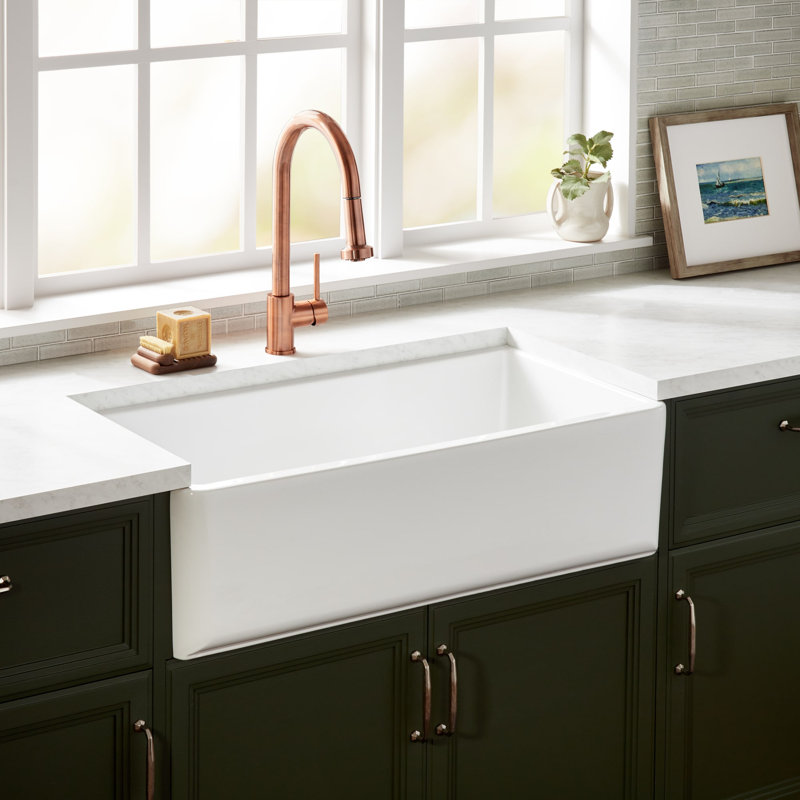Grigham 34" L Farmhouse / Apron Kitchen Sink, White