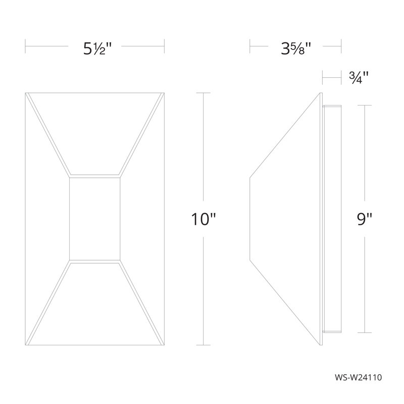 Applique murale encastrée à intensité variable à 2 lumières DEL Maglev, 3000 K, Blanc, H 10 po x l 5,5 po x P 3,625 po