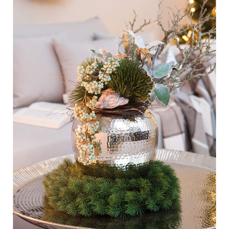 Losone Handmade Metal Table Vase, Hammered, 25cm H x 25cm W x 25cm D