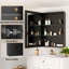 Armoire à pharmacie en aluminium avec miroir, meuble-lavabo encastré ou à fixation en surface, tablettes réglables en verre trempé, grand rangement, noir-2082343443