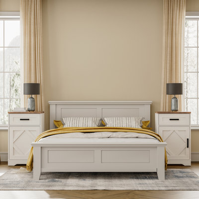 Glenford Pedestal 31.9 inch Tall Nightstand set of 2 with Cabinet and Drawer