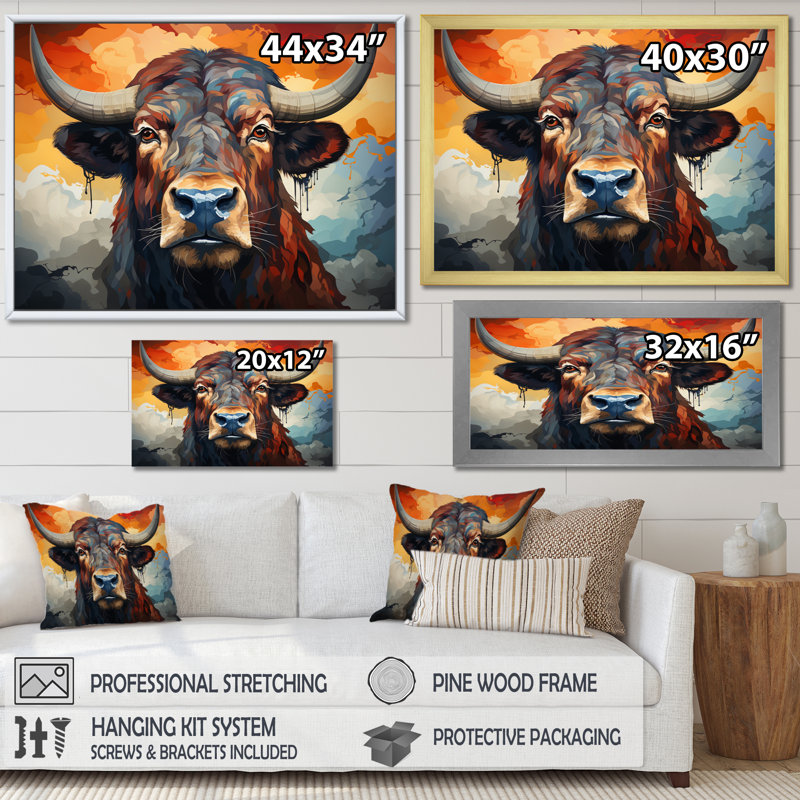 Buffalo Majestic Bison, impression géométrique sur toile, H 44 po x l 34 po x P 1,5 po
