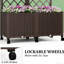 Boîte à fleurs mobile pour l'extérieur, avec treillis, support de croissance 2 en 1, fonction d'arrosage automatique, six roues à quatre freins, plastique PP aspect, volume de 22,5 gallons, boîte à fleurs brune élégante