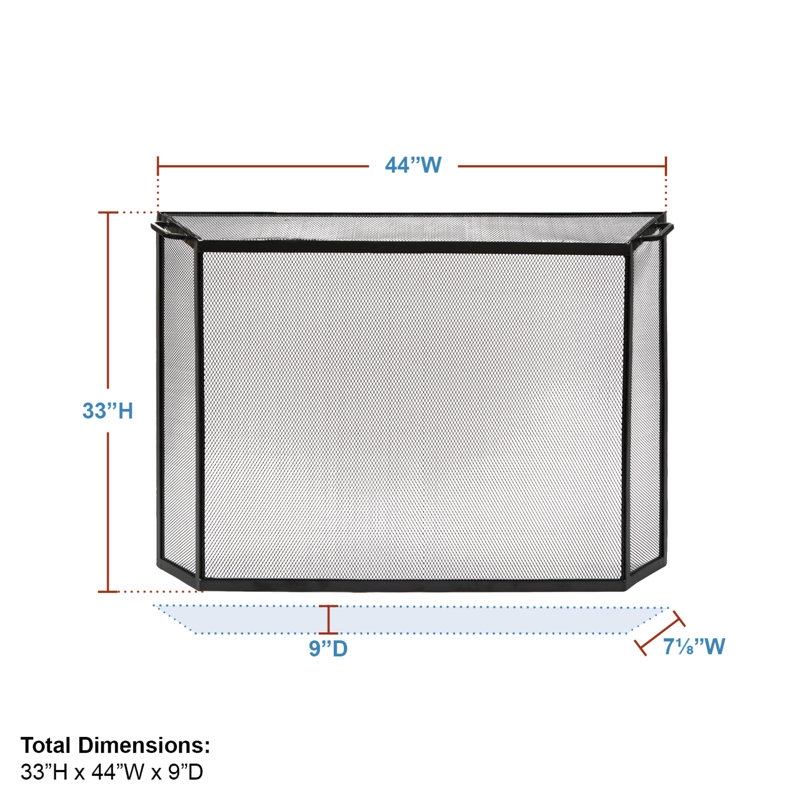 Pare-étincelles en fer 4 panneaux Alarnah, H 33 po x l 44 po x P 7 po