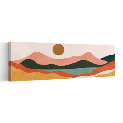 Boho, paysage de montagne abstrait, paysage moderne minimaliste, art mural