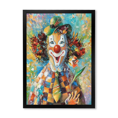«Colorful Clown with a Flowers», reproduction sur toile