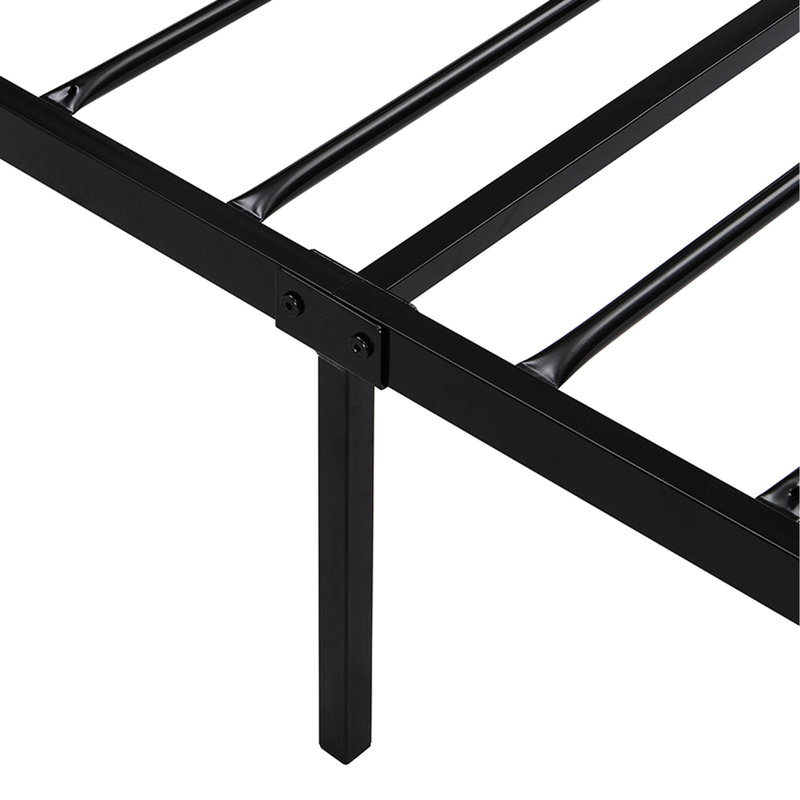 Lit simple - meuble de chambre à coucher moderne, noir, silencieux, facile à assembler, s'adapte à tous les types de matelas, aucun sommier tapissier, structure en métal noir de 36,62 po de hauteur, look, assemblage, types compatibles