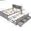 Lit plateforme gris double avec rangement dans la tête de lit, 3 tiroirs, lit gigogne simple et - Durable avec tête de lit de rangement, tiroirs modernes et