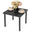 Square Metal Outdoor Side Table with Slatted Tabletop, Powder-Coated Frame