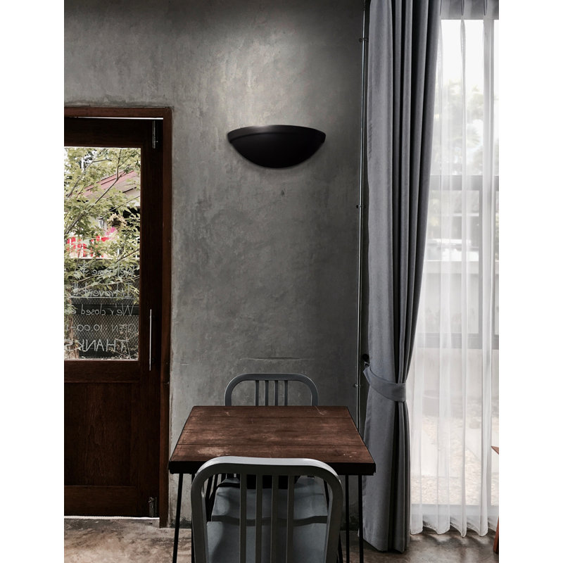 Ambiance - Rimmed Quarter Sphere Wall Sconce - Carbon Matte Black - E26, No, 100, Carbon Matte Black
