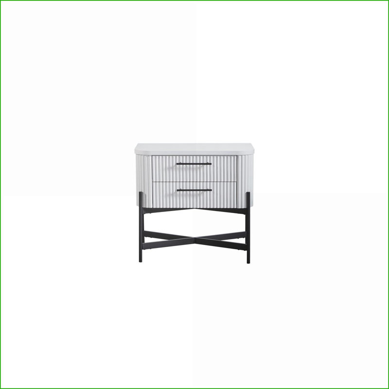 Modern 2-Drawer White Nightstand with USB-C Charging
