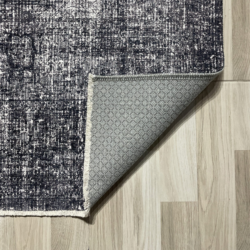 Tapis rectangulaire Vishal avec envers antidérapant, Rectangle 4 pi x 5 pi 11 po