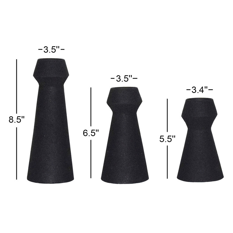 Ensemble de 3 vases de table en métal noir Pierpont