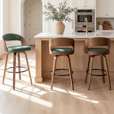 Artnagullian Swivel Vegan Leather Counter And Bar Stools (Set Of 3)