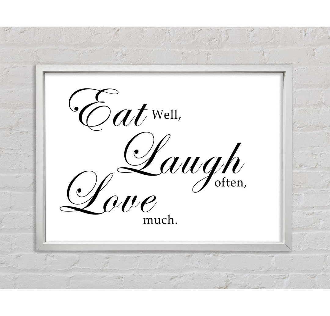 Kitchen Quote Eat Laugh Love Dusty Pink - Einzelbildrahmen Kunstdrucke auf Leinwand