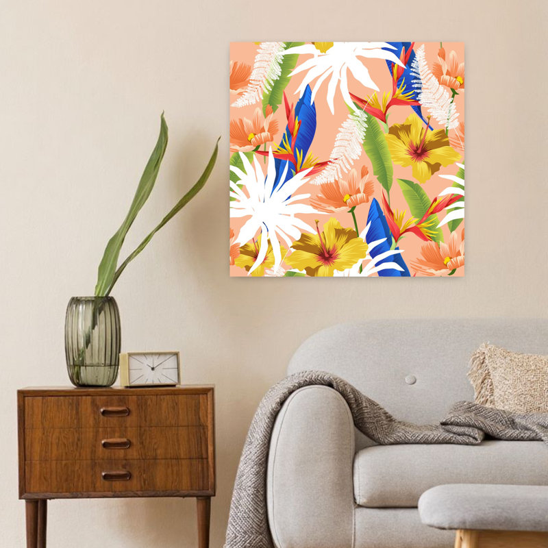 Art contemporain, palmier abstrait, art tropical, H 24 po x l 24 po