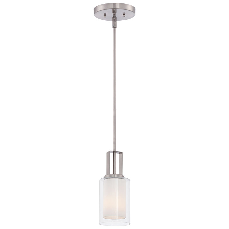 Latitude Run Jaylisse Brushed Nickel With Etched Glass Pendant Light