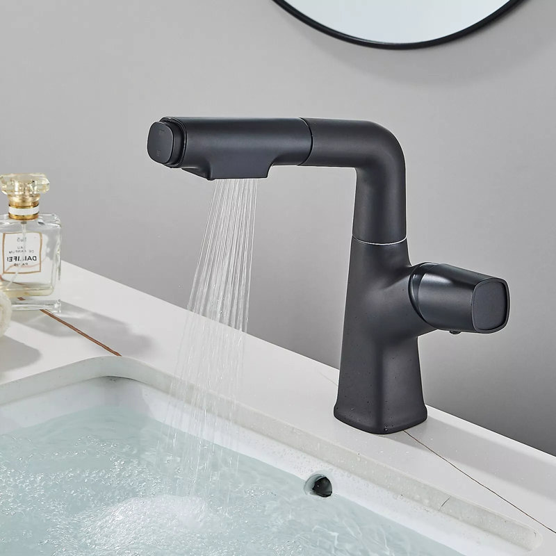 Robinet de salle de bain monocommande à fixation sur le comptoir, Noir