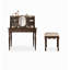 Vintage American Solid Wood Vanity Table With Storage Shelves And Matching Stool For Bedroom