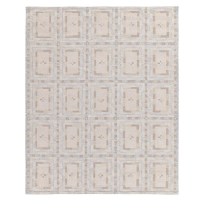 Rug & Kilim’S Scandinavian Rug In Blue With Beige And Cream Geometric Patterns
