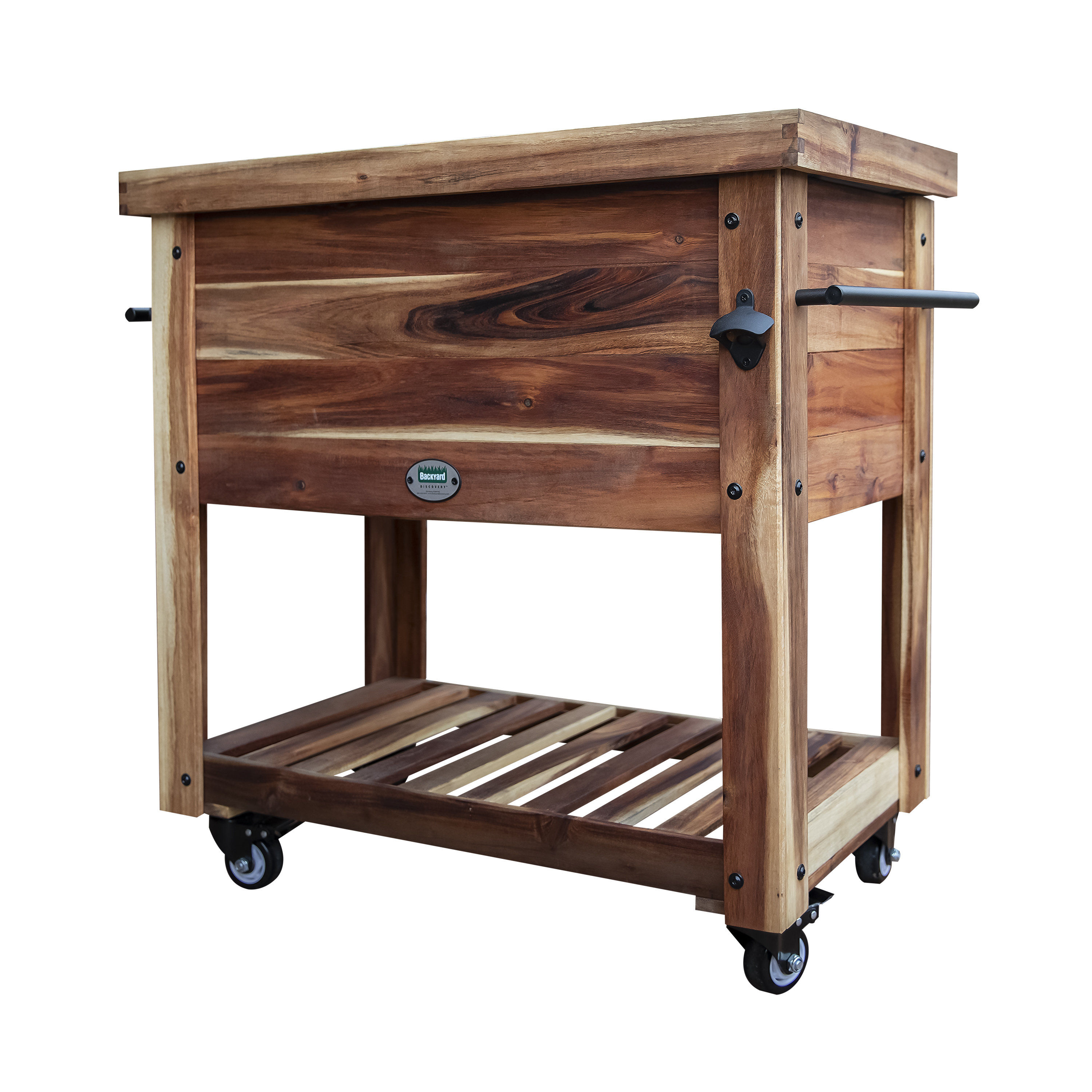 Cooler Bar Wooden Cooler Cart Cooler On Wheels Moccha 54-Quart