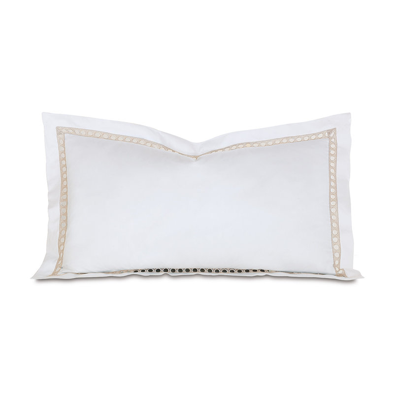 Celine 100% Cotton Pillow Sham, Queen, White/Champagne