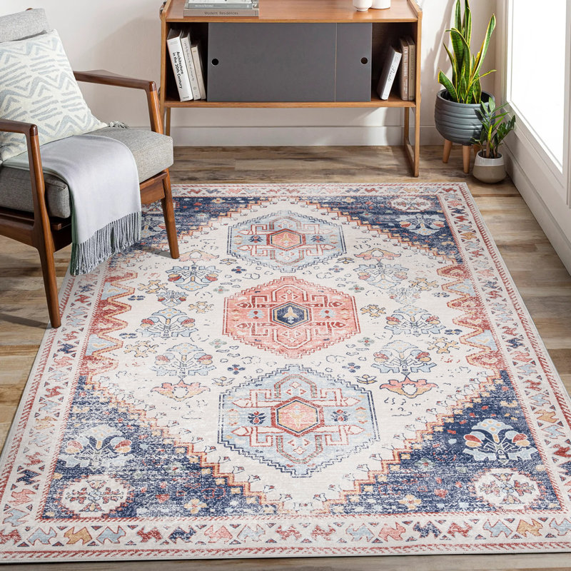 Tapis rectangulaire Riah avec envers antidérapant, Rectangle 4 pi x 5 pi 11 po