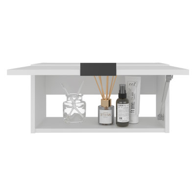 Coolidge Pull-Up Wall Cabinet, Compact Design, Single Shelf, Modern Style, White