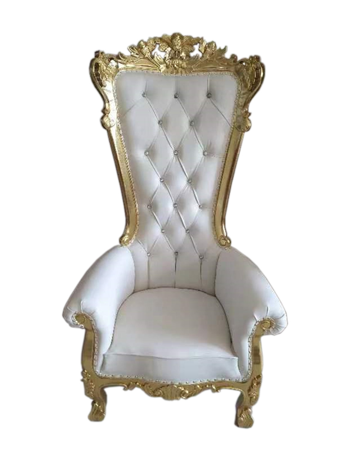 White Leather Throne Chair, King Queen Chairs