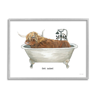 «Get N nu», signe «Highland Clever Animal» - cadre flottant, impression sur bois