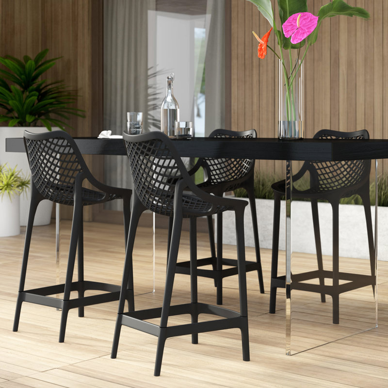 Tabouret de bar pour le patio Farrah, Noir, noir, noir, noir, 29.5"