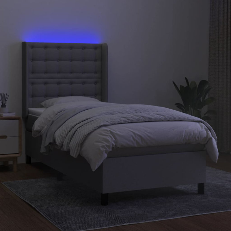 Antyon 90 X 200 Cm Bed, Light Grey, 80 x 200cm