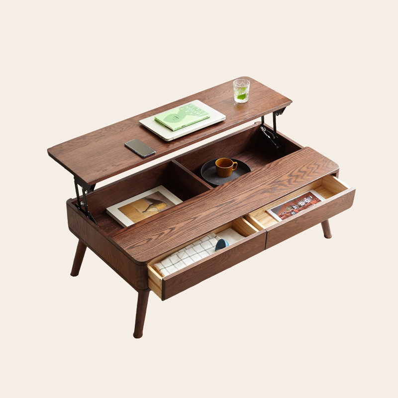 100% Solid Wood Coffee Table, Lift-Top Coffee Table, 17.79" H x 47.31" L x 25.66" W, Walnut