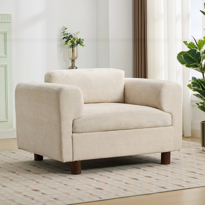 Fauteuil d'appoint moderne surdimensionné et confortable, Beige