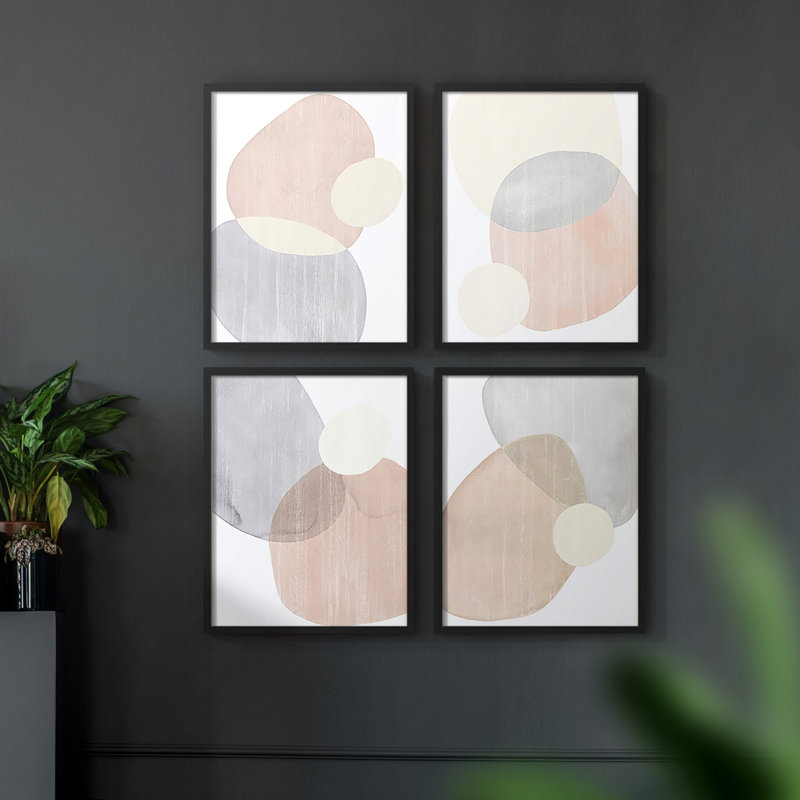 Pastel Shifting Spheres I, impression encadrée - ensemble de 4, H 14 po x l 44 po