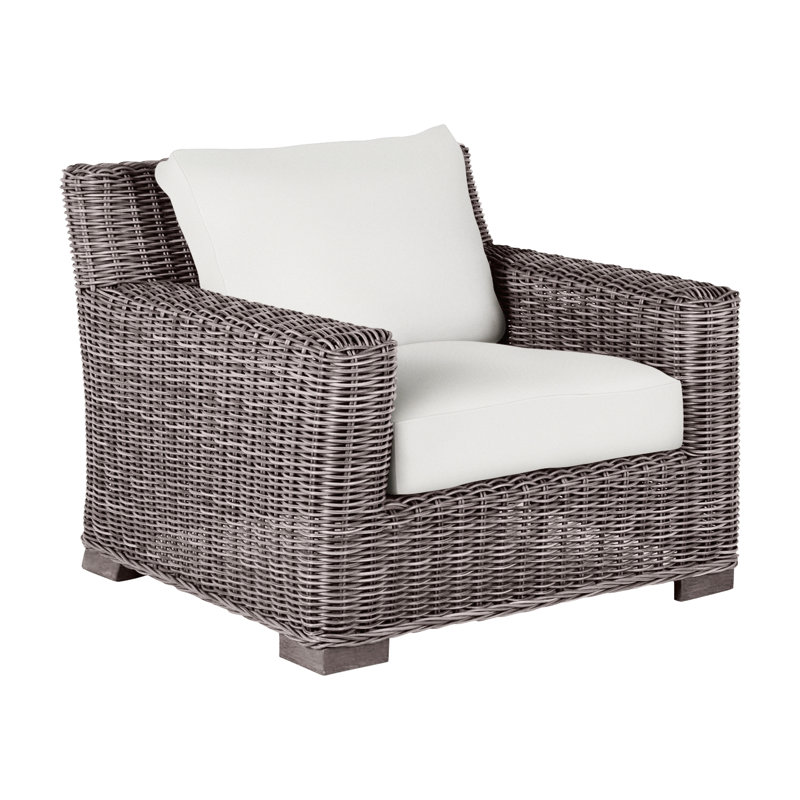 Rustic Woven Lounge Chair, Oyster, Linen Forest, No Welt