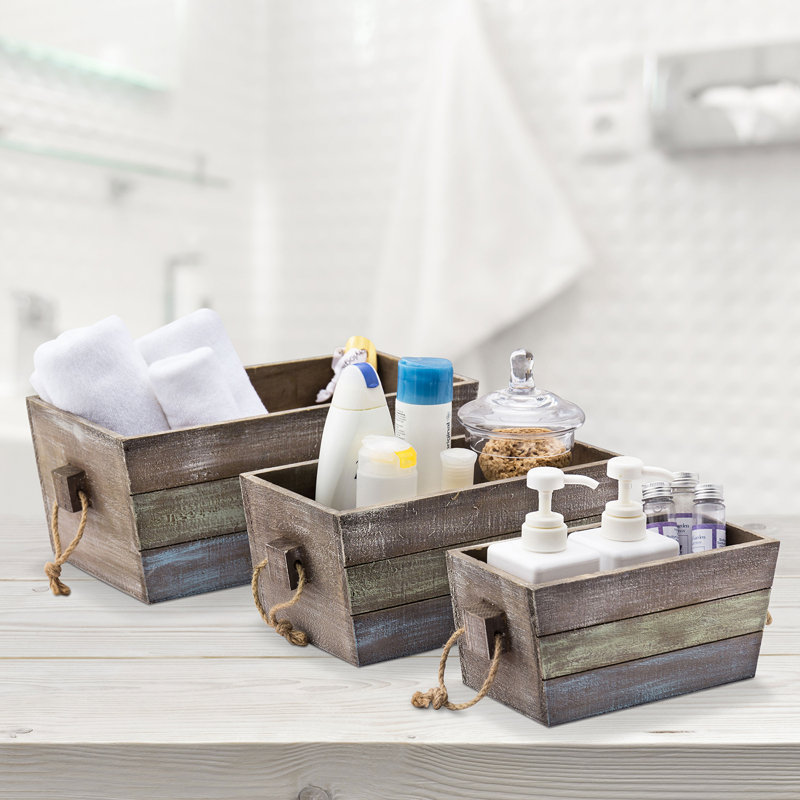 Solid Wood 3 Piece Decorative Bin Set
