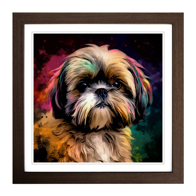 Shih Tzu Digital Art No.2 - Single Picture Frame Print on Wood
