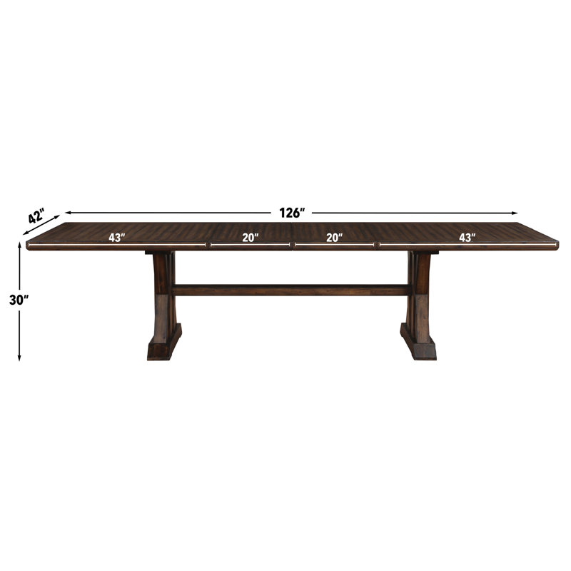 Auburn Dark Brown Rubber Wood Extendable Dining Table
