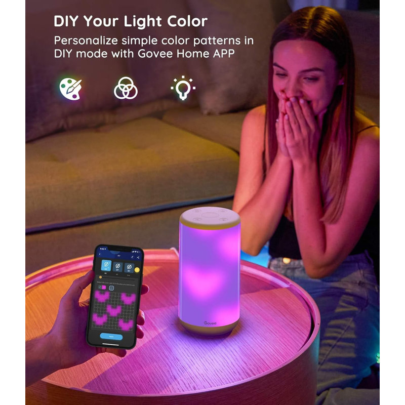 Smart Rgb Table Lamp - App-Controlled Colour Changing Lamp With Music Sync, Diy Effects & Alexa/Google Voice Control