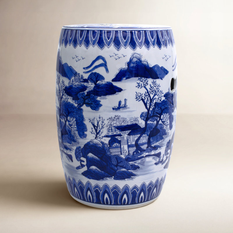Tabouret tambour Blue Garden Landscape
