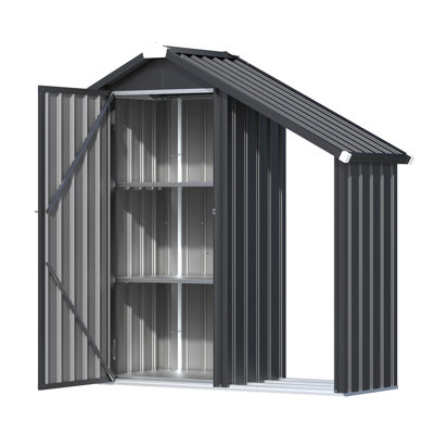 Waterproof Outdoor Storage Cabinet With Shelves And Firewood Rack
