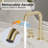8" Widespread 3-Hole Bathroom Faucet In Brushed Gold, 360° Swivel Spout & Dual Lever Handles