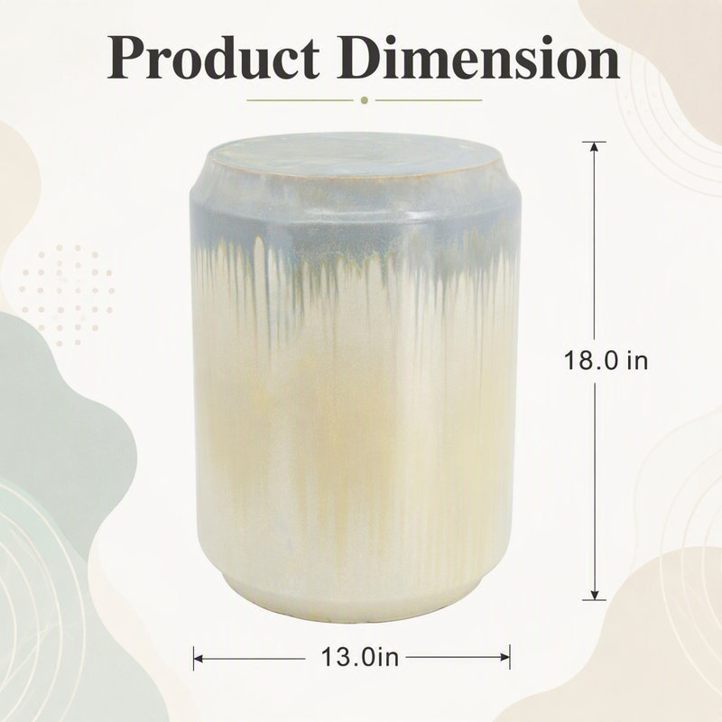 D13x18 - Tabouret de jardin en céramique glacée réactive, table d'appoint Florence