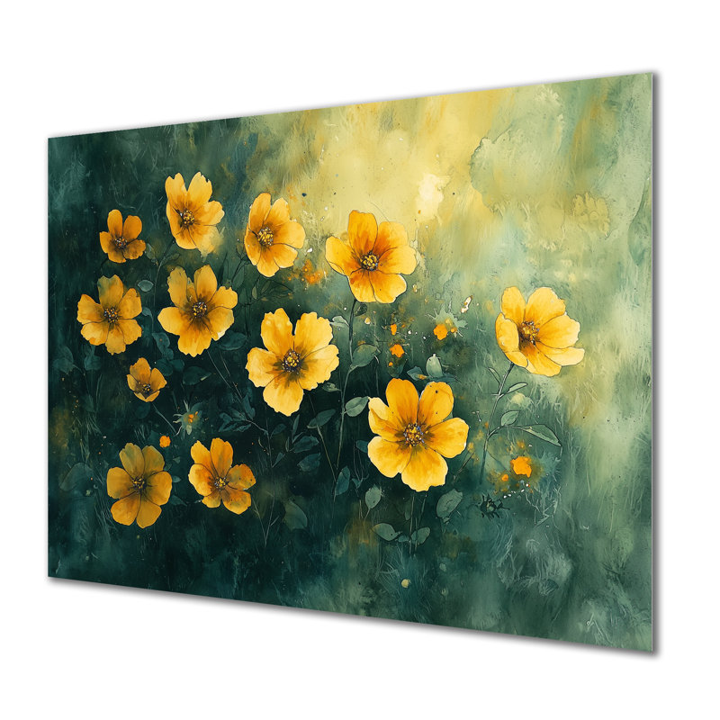 Golden Hour Poppies In Summer IV - Coquelicots, impression sur métal, H 16 po x l 32 po