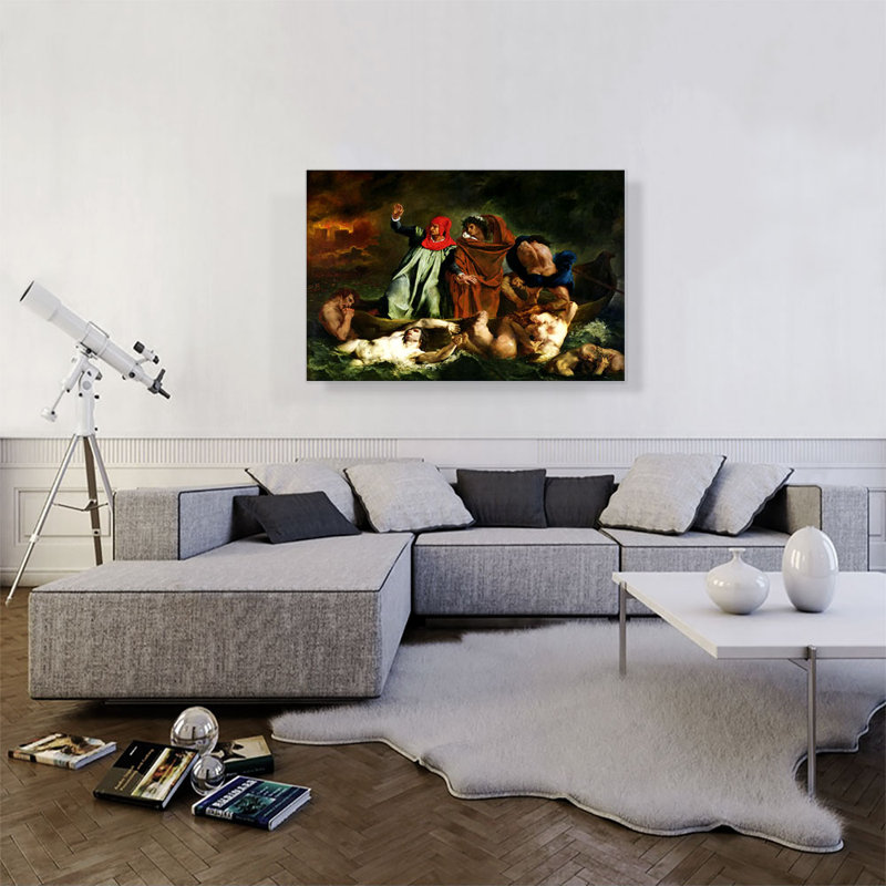 La barque de Dante - reproduction, H 26 po x l 40 po x 1,5 po