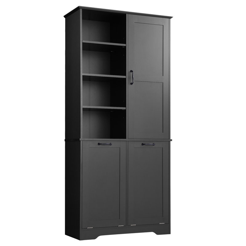 Armoire de rangement de salle de bain avec portes et tiroirs, Noir