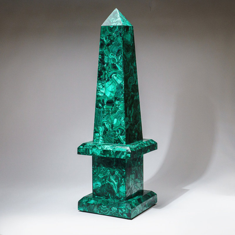 Large Genuine Polished Malachite Obelisk (16.5 Lbs), Green/Black