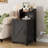 OKD Nightstand With Charging Station, 18 Inch Farmhouse End Table With Barn Door And Adjustable Storage Shelf, Rustic Wood Sofa Side Table W/Magnetic Door For Living Room, Bedroom, Antique Black-1220173547